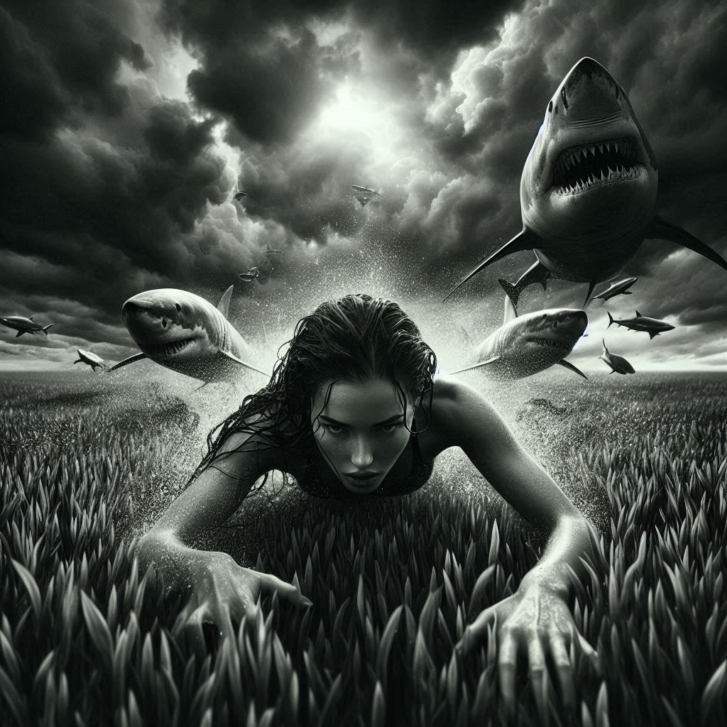 Sharks grassfield. Not safe swimming.