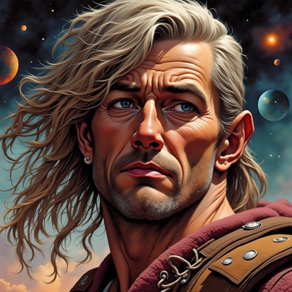 <lora:Flux Fragile:1.0> man closeup