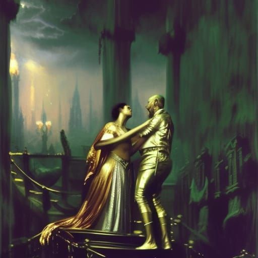King midas turns the queen to gold with a kiss and is in for...