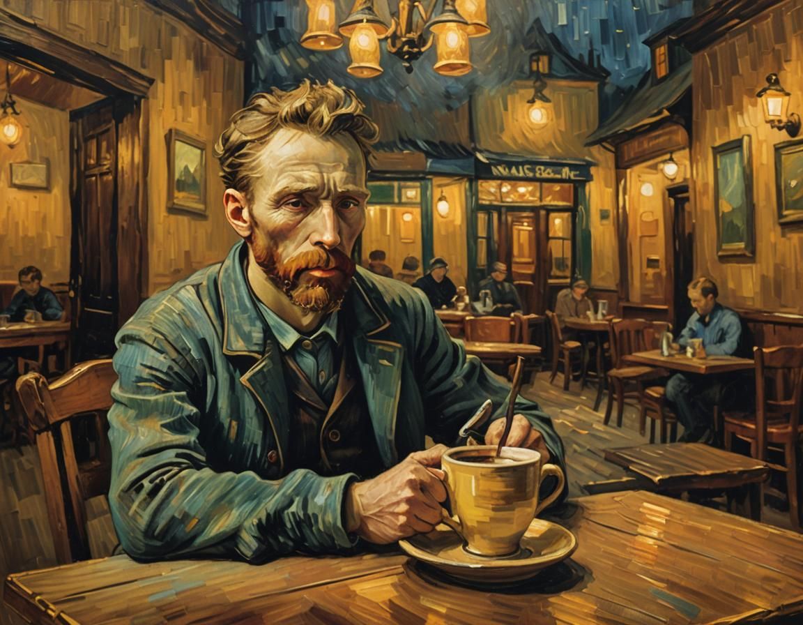 Van Gogh at the Night Cafe  by @Doug the Old