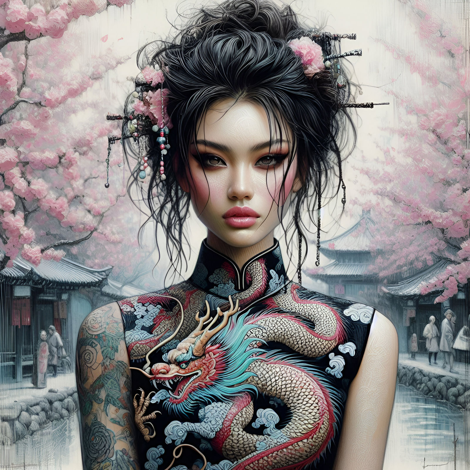Silk dragon dress 3
