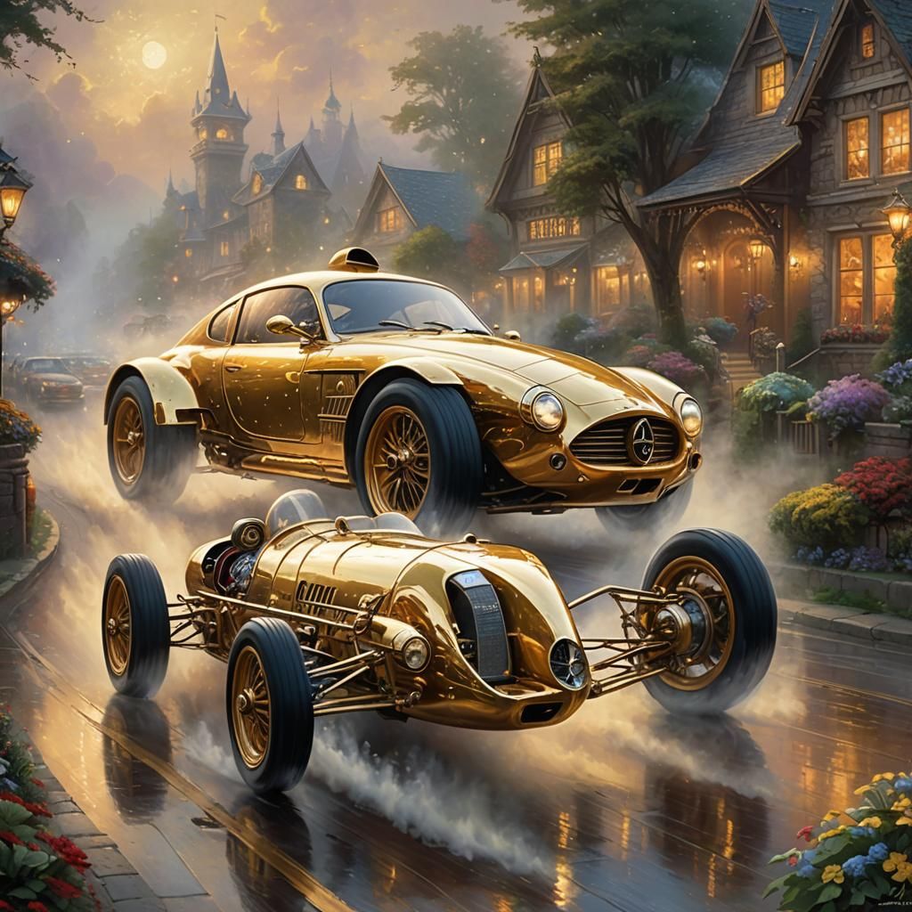 Golden racing car