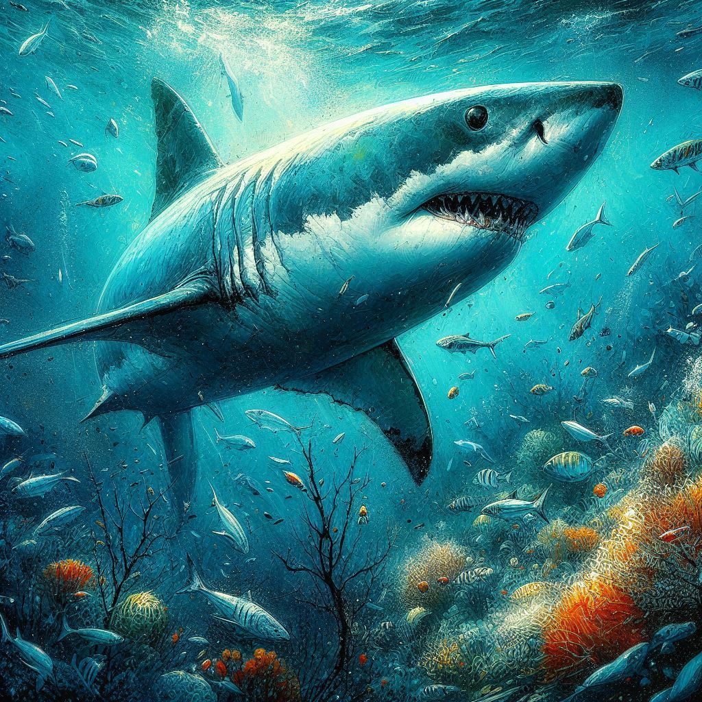 The Beauty of the Beast: Great White Shark Portrait - AI Generated ...