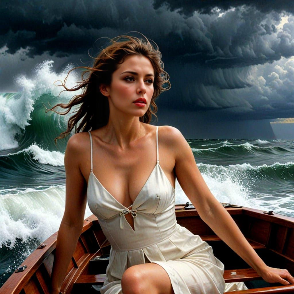 Dramatic Ocean Storm Scene in High Contrast
