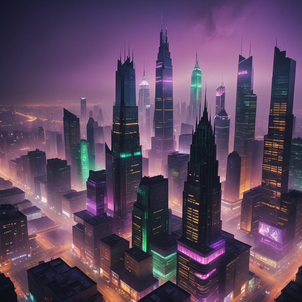 Noir Luxury Cityscape in Digital Matte Painting