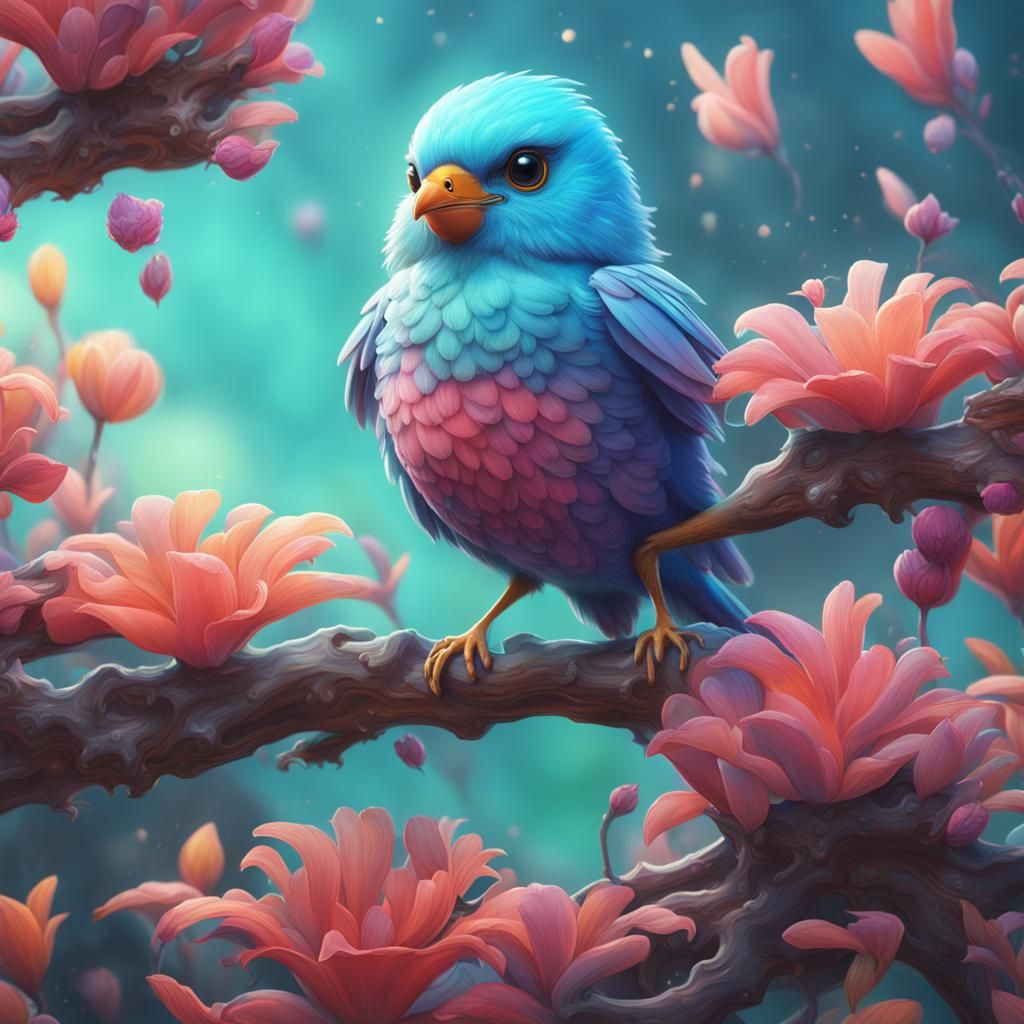 pastel cute vibrant bird