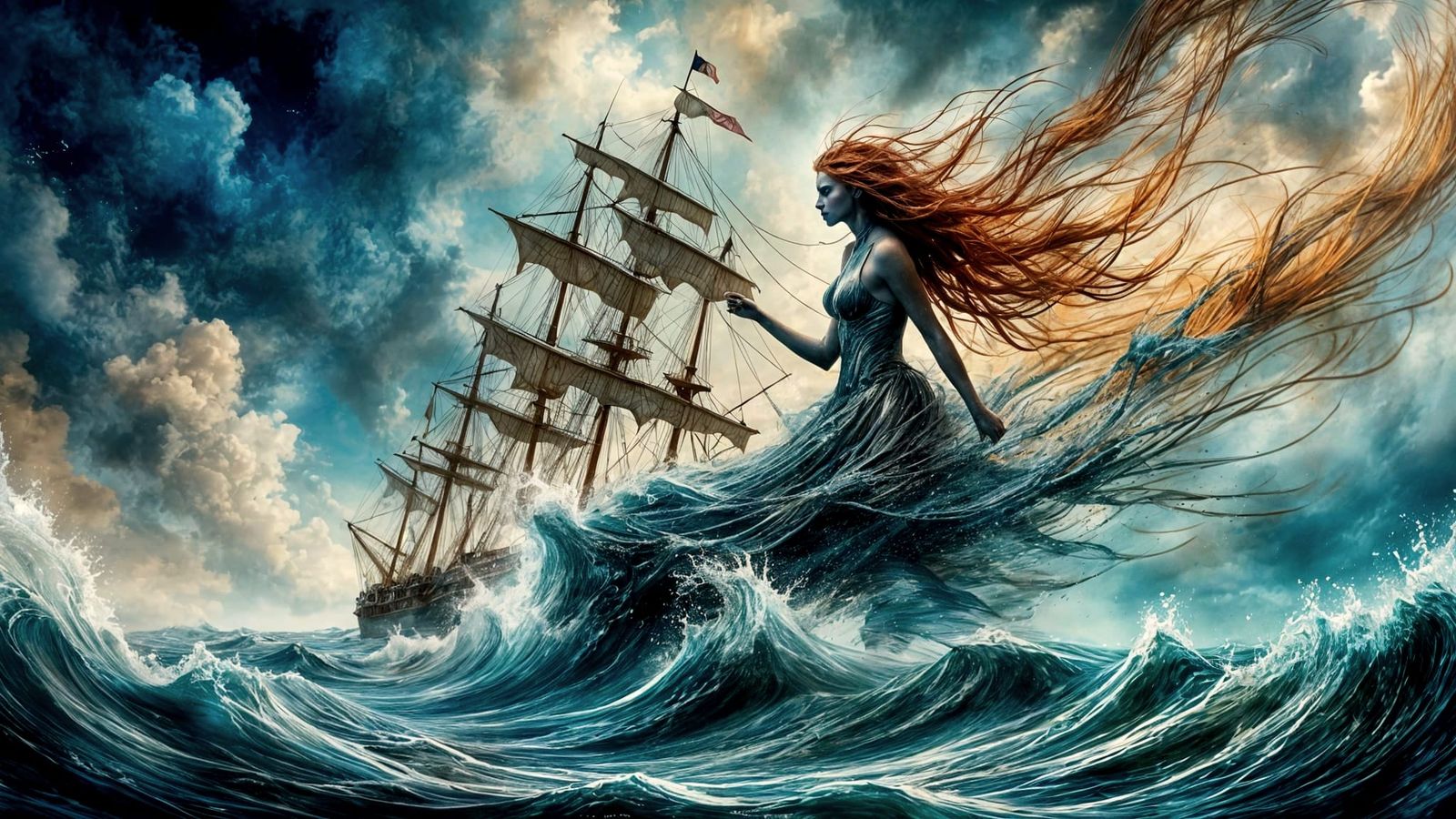 The Sea Goddess taking a ship  by @Cayla Catz