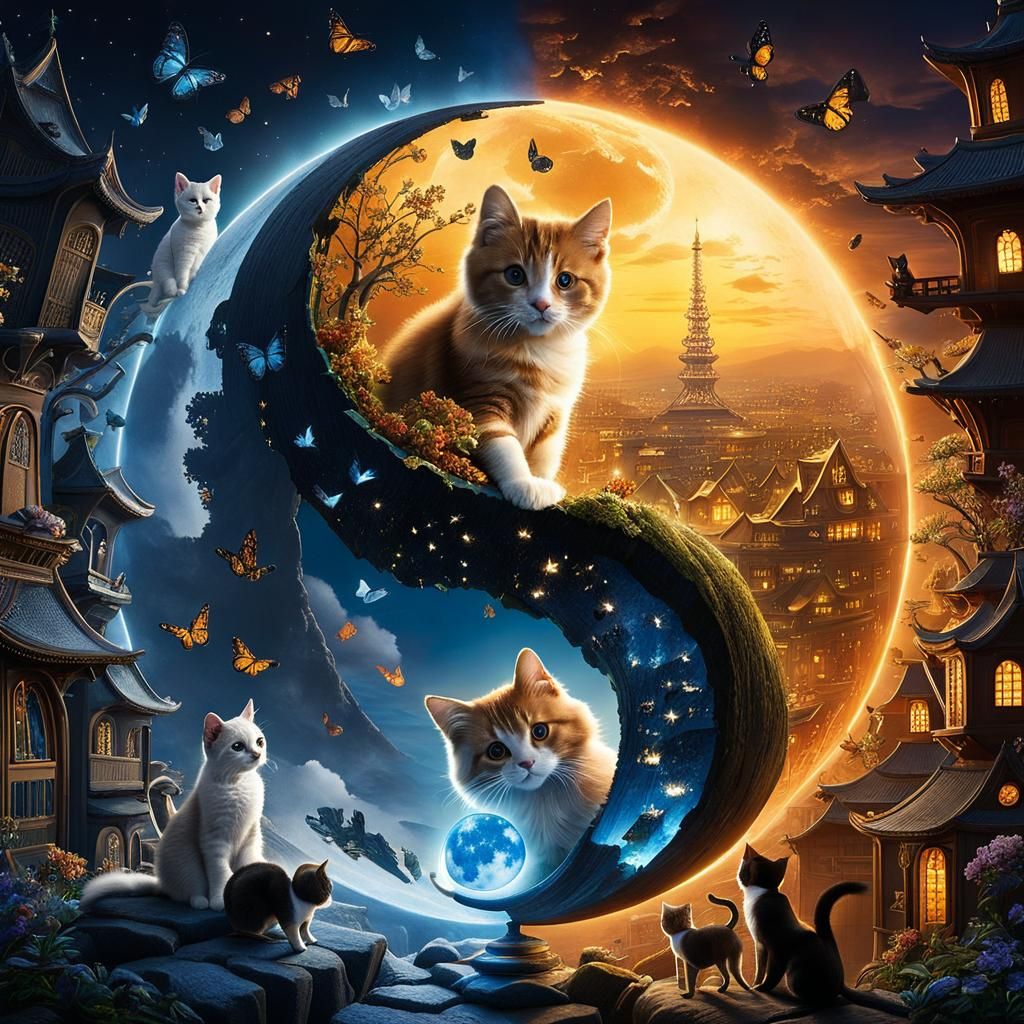 Night And Day ☯️🐈🌙☀️  by @Bruno Camadini