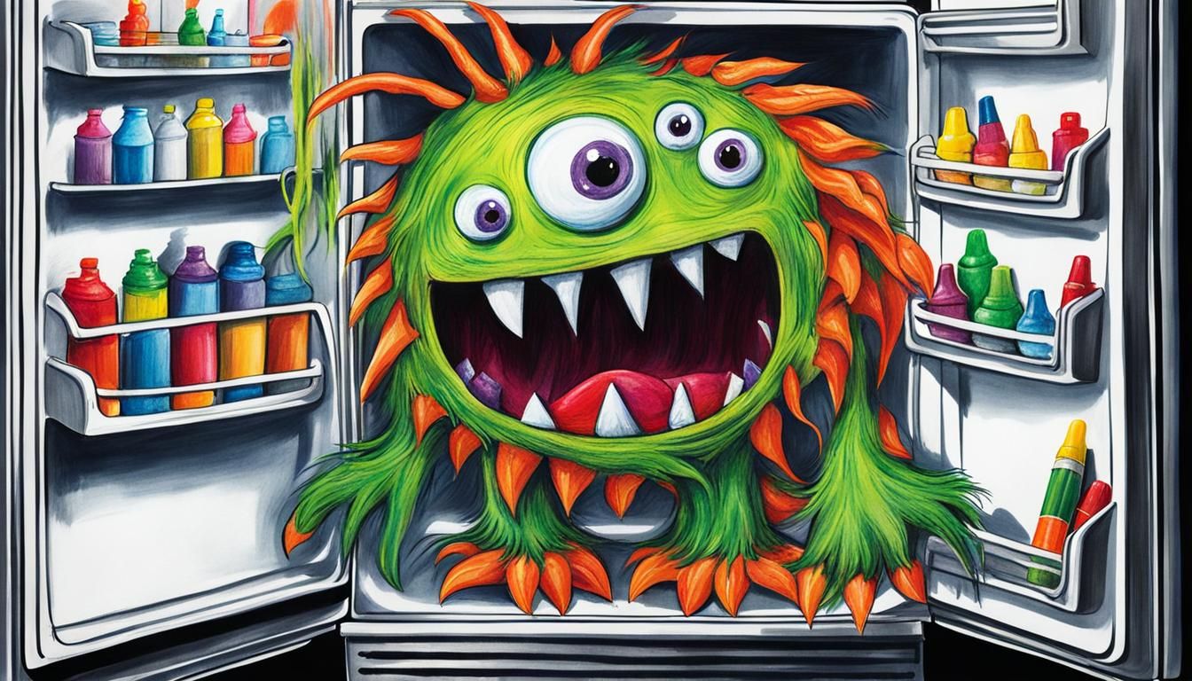 A scary monster in the refrigerator