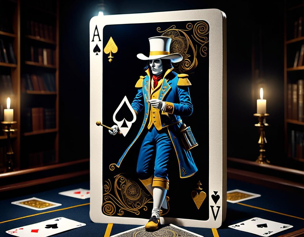 isometric playing card : Ace of Spades : 2.5 D : illusion of...