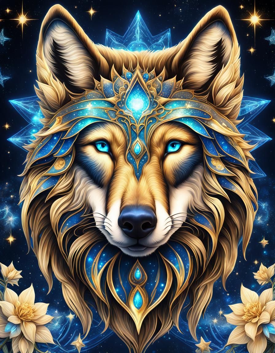 Celestial Wolf Portrait - AI Generated Artwork - NightCafe Creator