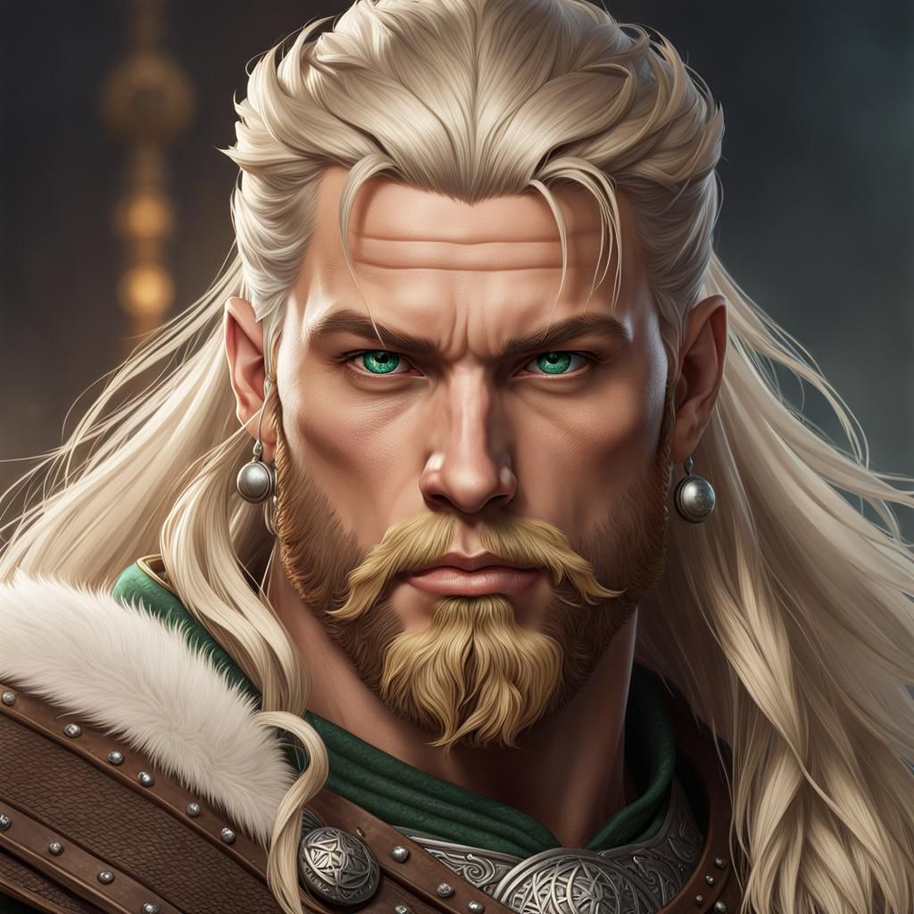 Viking With Whiteblond And Green Eyes Ultra Hd Realistic - Ai Generated 