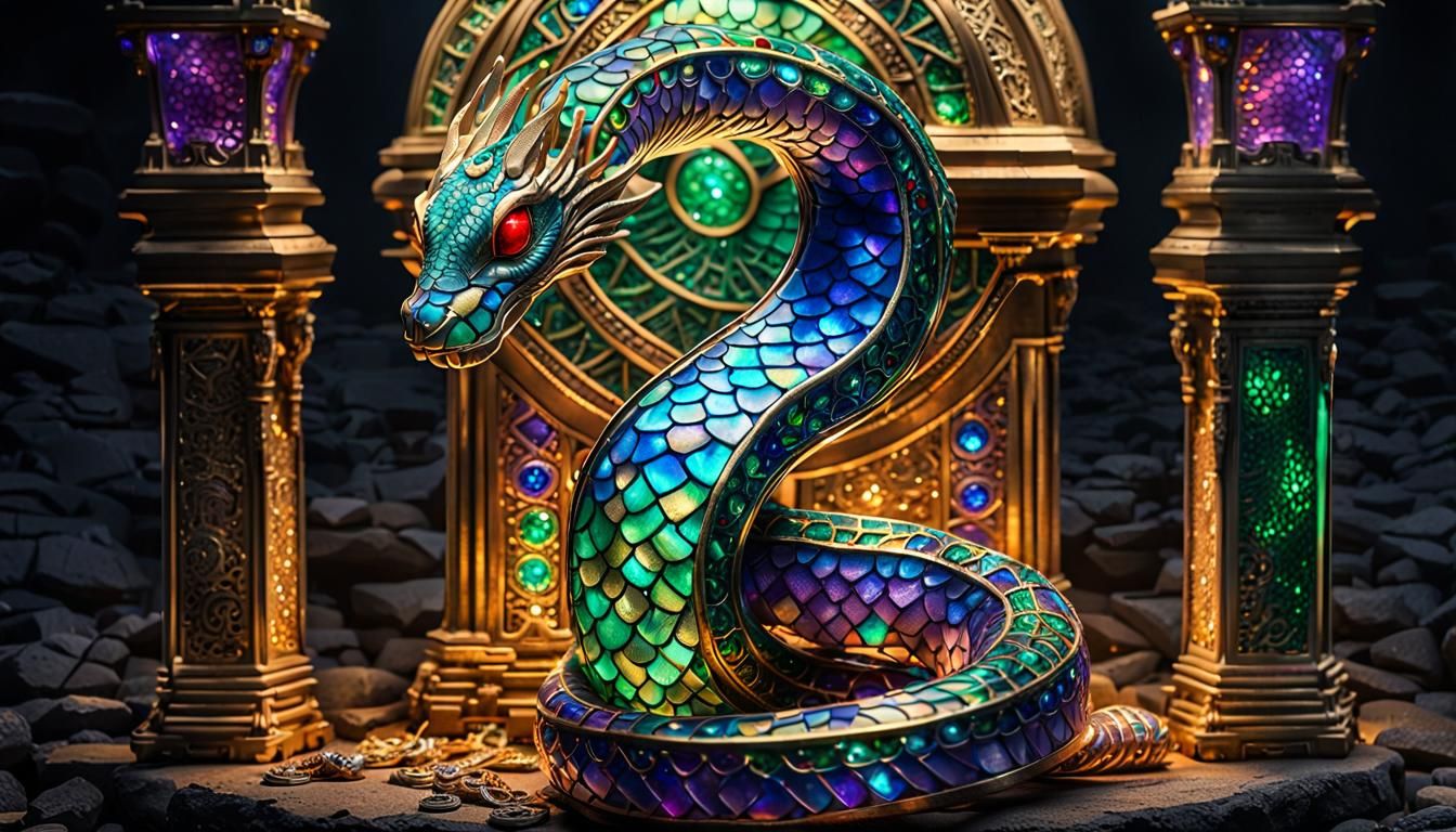 The ancient snake of wisdom who guards the eternal cavern of...