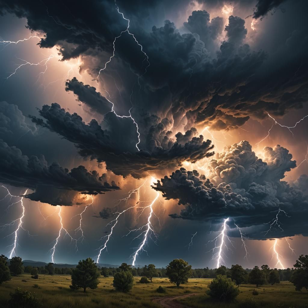 Stormy Landscape Concept Art with Lightning