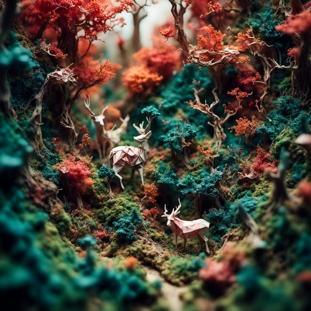 Beautiful forest <lora:Origami World:1.0>