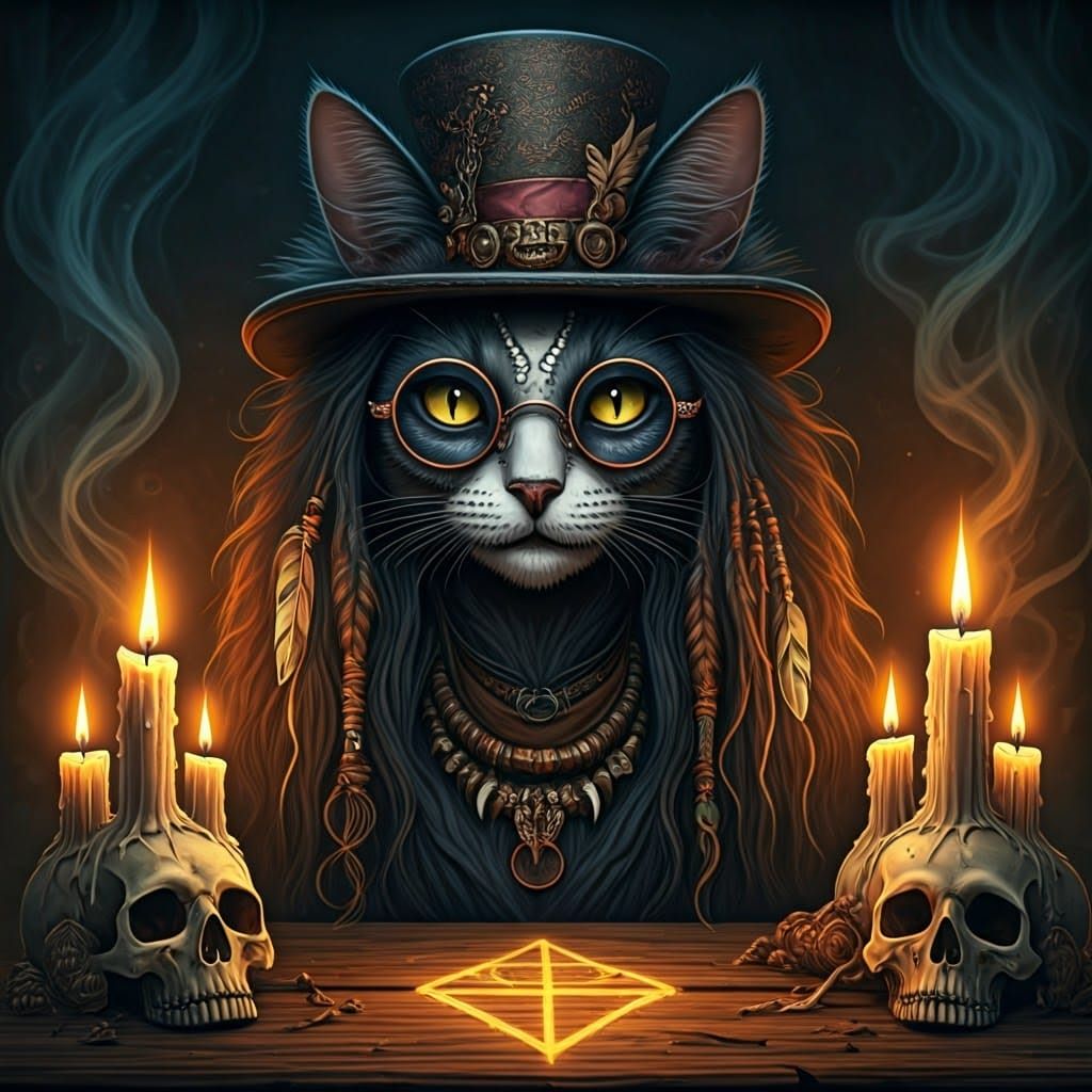 Mysterious cat voodoo priestess