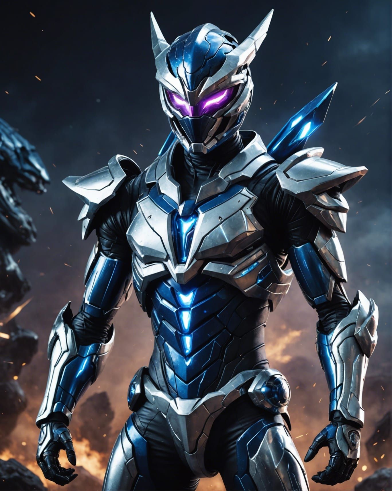 Photorealistic full body portrait of a Dialga-Inspired Power...