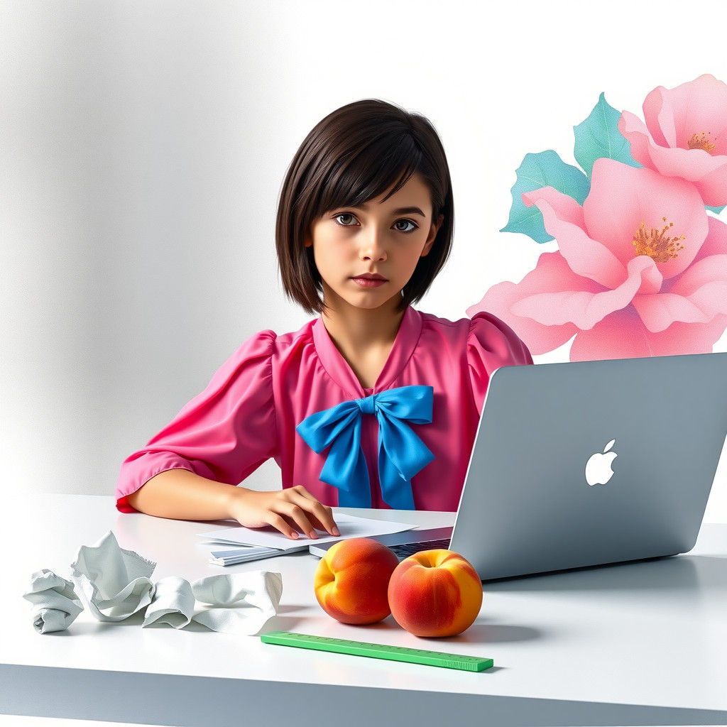 the girl with peaches