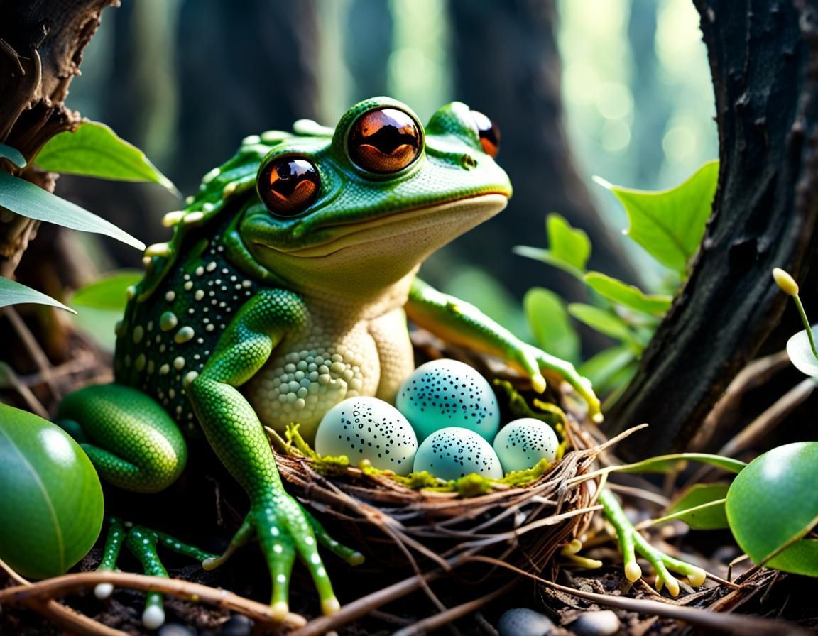 Nest of the 4 Eyed Frog 🐸 - AI Generated Artwork - NightCafe Creator