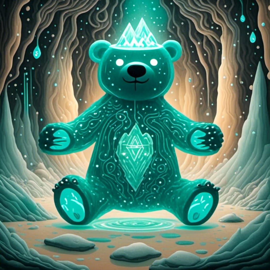 <lora:White Light:1.0> Crystal bear in a crystal cave 