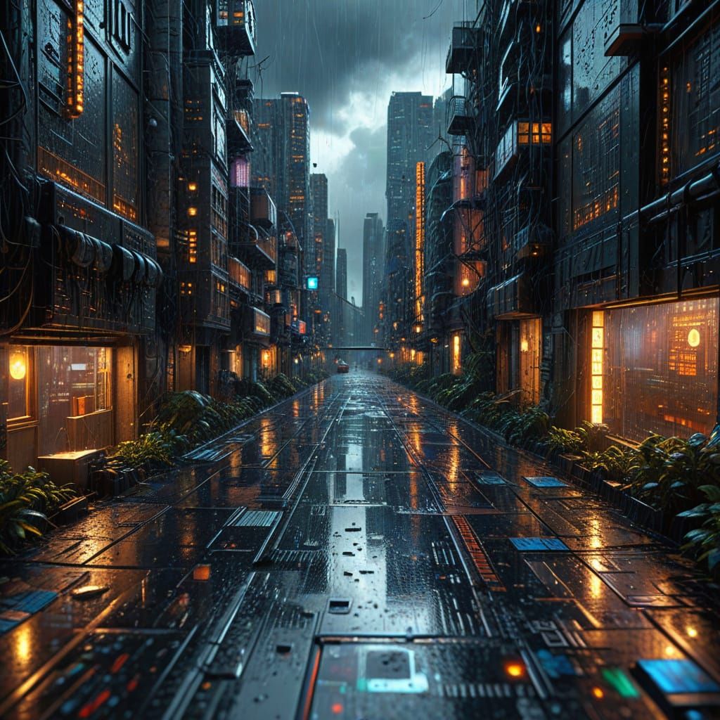 Epic Cyberpunk Metropolis Transformed from Circuit Board
