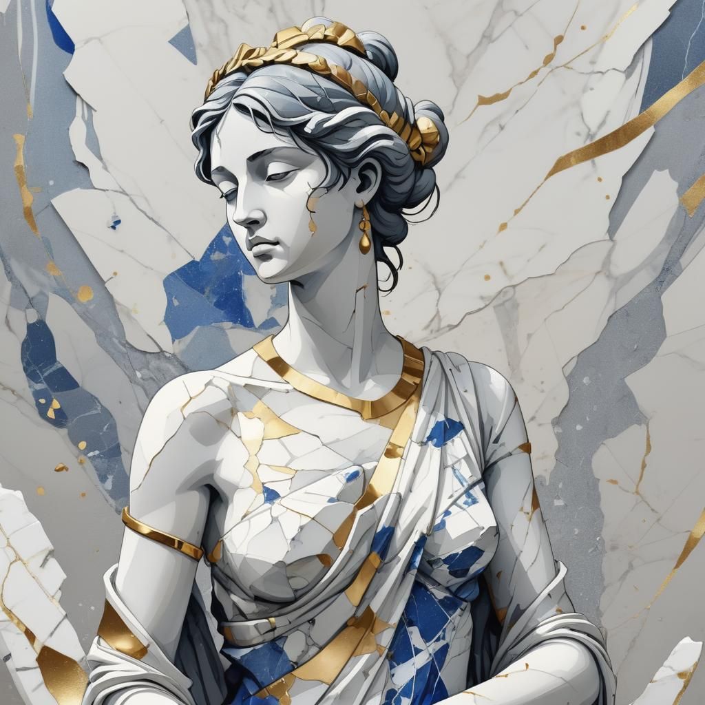 Shattered statue