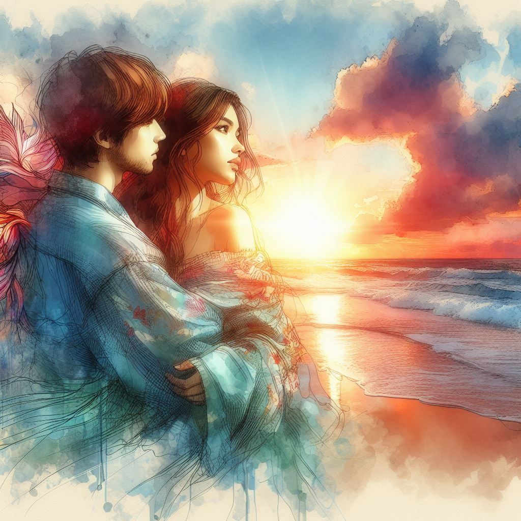 Portrait, Two lovers on the beach