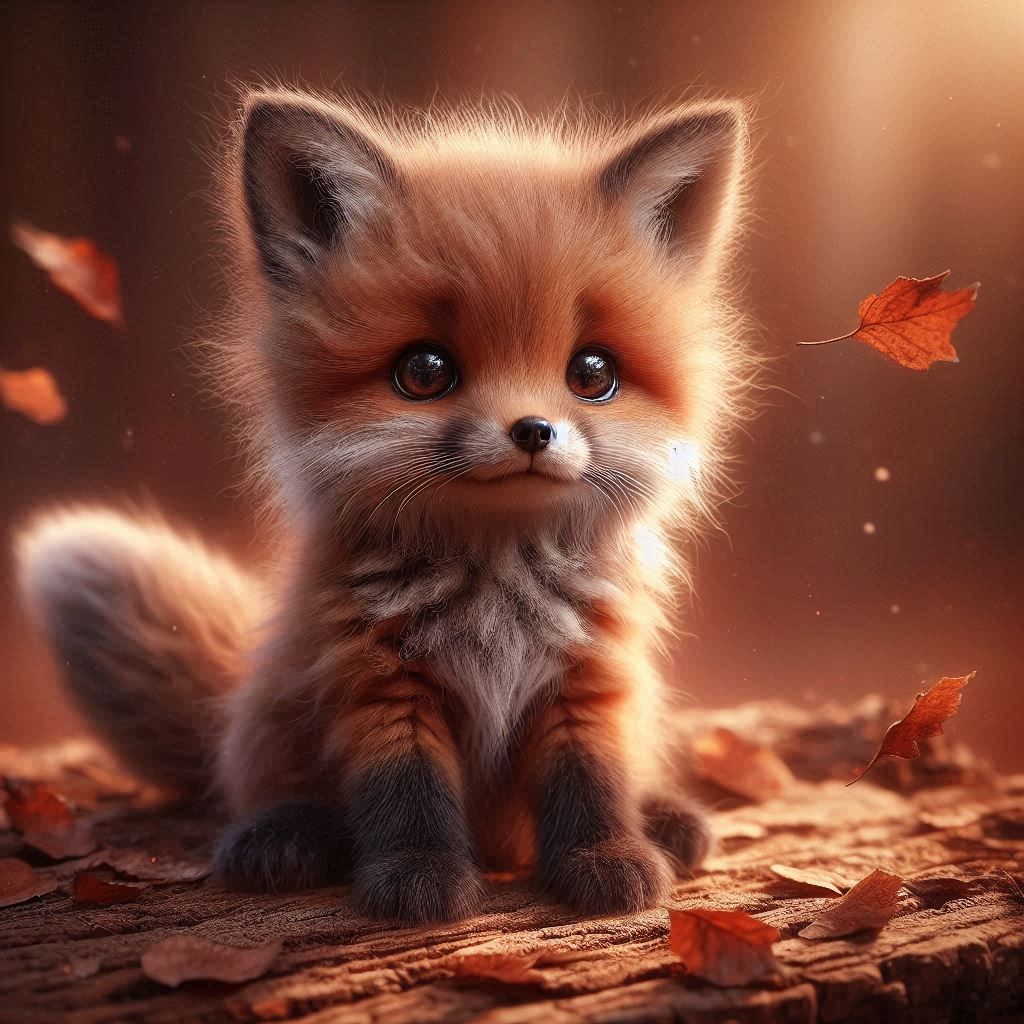 Baby fox in autumn