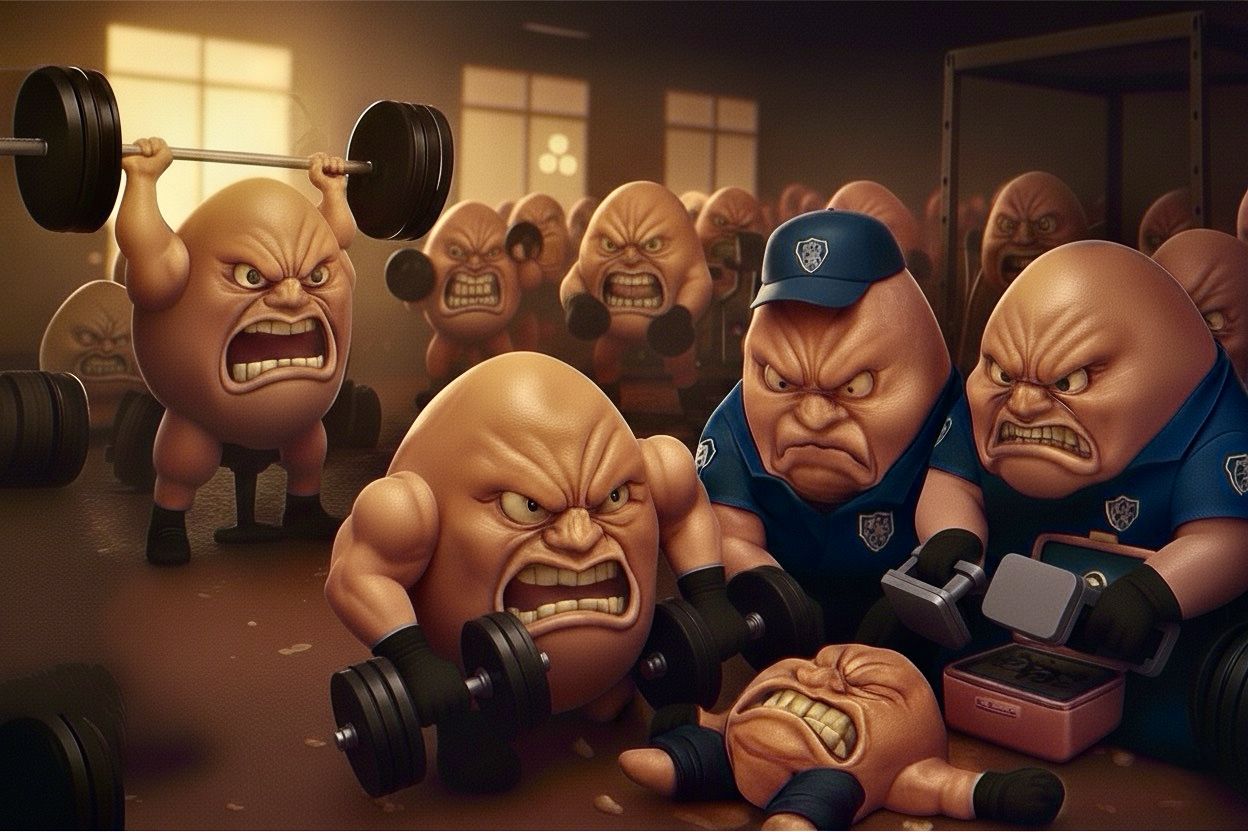 Angry Eggs [59] At the Gym, “Charging, Clear”