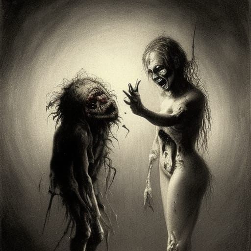   Zombie Exotic Dancer with Clown Zombie 