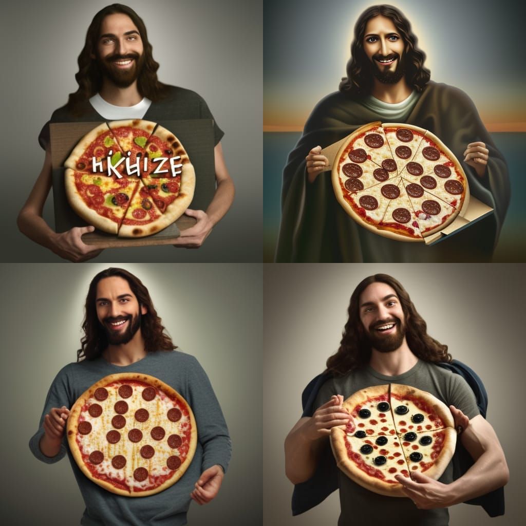 Jesus Christ offing you a pizza