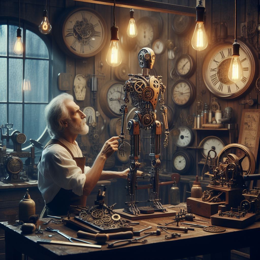 The craftsman working on his automaton, clockpunk - AI Generated ...