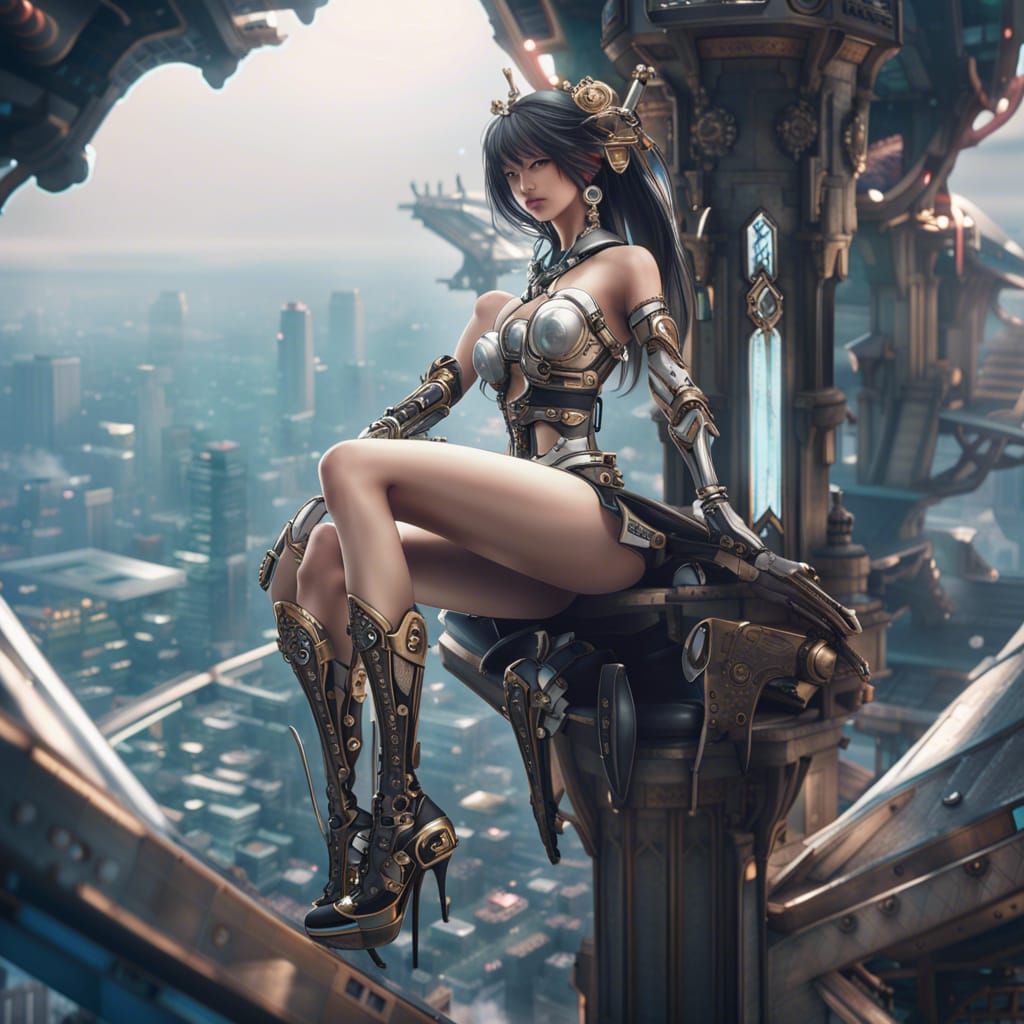 Japanese cyborg  by @Barbi0lyAI