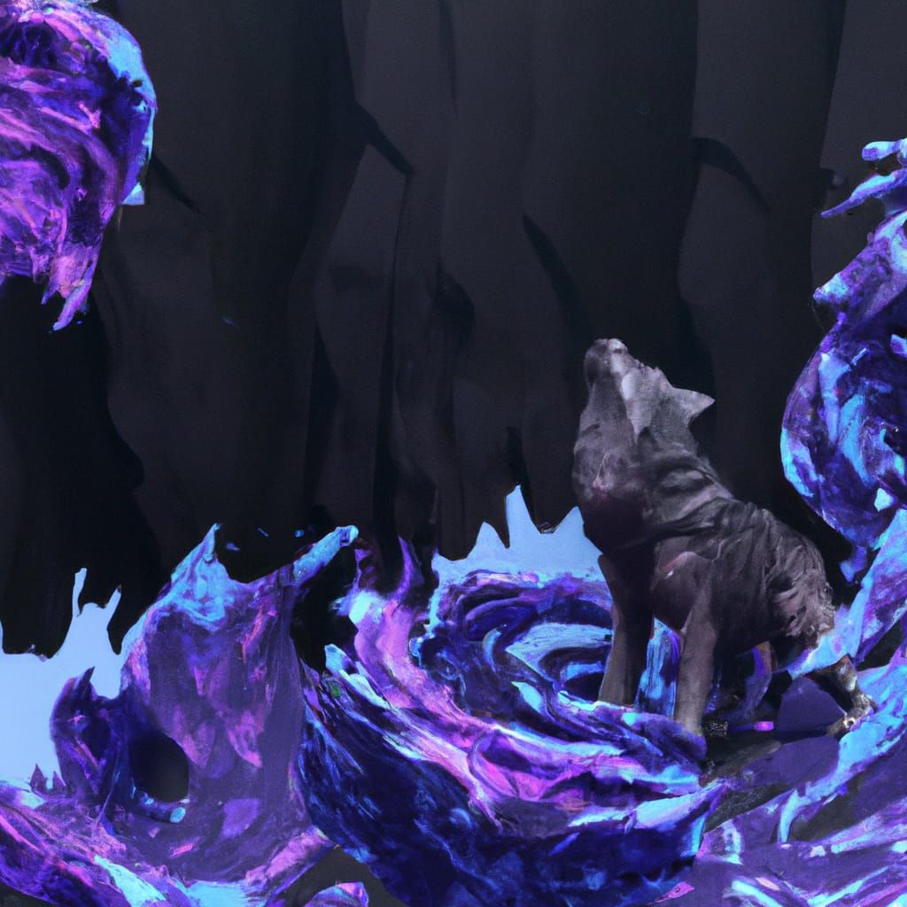 Wolf, purple splash, blue splash