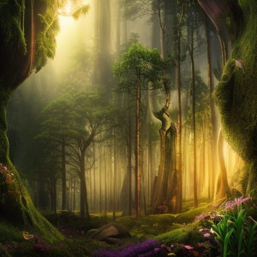 Magical Enchanted Forest - AI Generated Artwork - NightCafe Creator