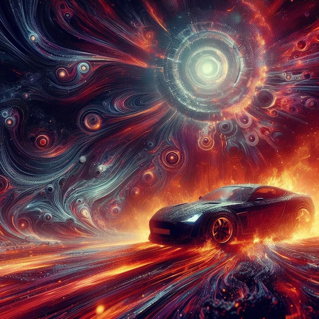 Flaming Car - AI Generated Artwork - NightCafe Creator