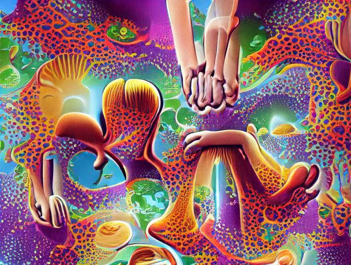 psychedelic poster art of universal friendship