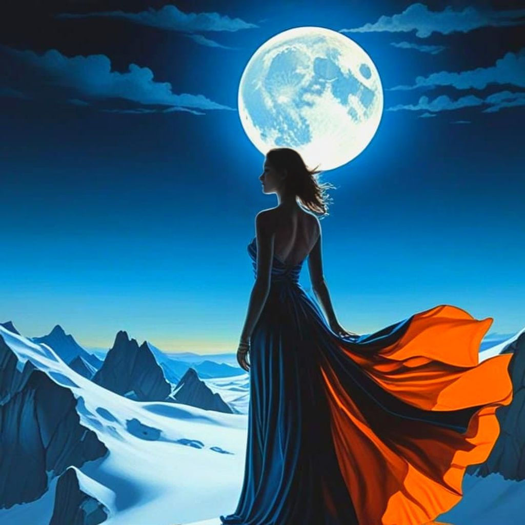 Mysterious Female Silhouette in a Fantastical Landscape