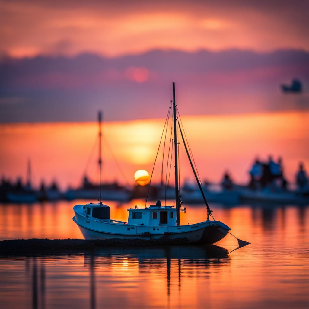 Dream of sunset in lagoon