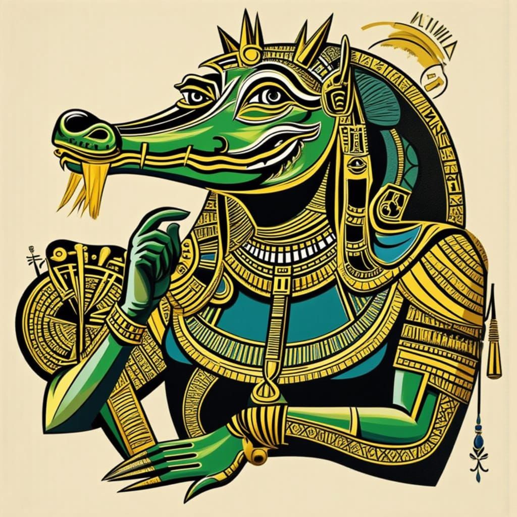 <lora:EGYPTIAN GOLD:1.0> Crocodile