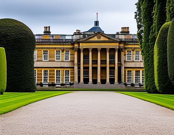 A magnificent stone mansion ar in style to blenheim palace. ...