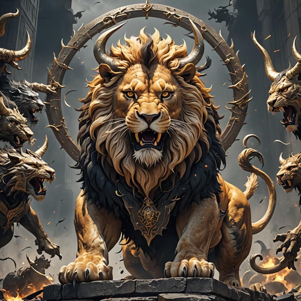 Apocalyptic bible prophecy 10 horned lion like beast