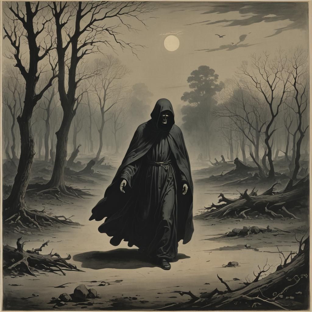 Generate an image that symbolizes the moment when death stri...