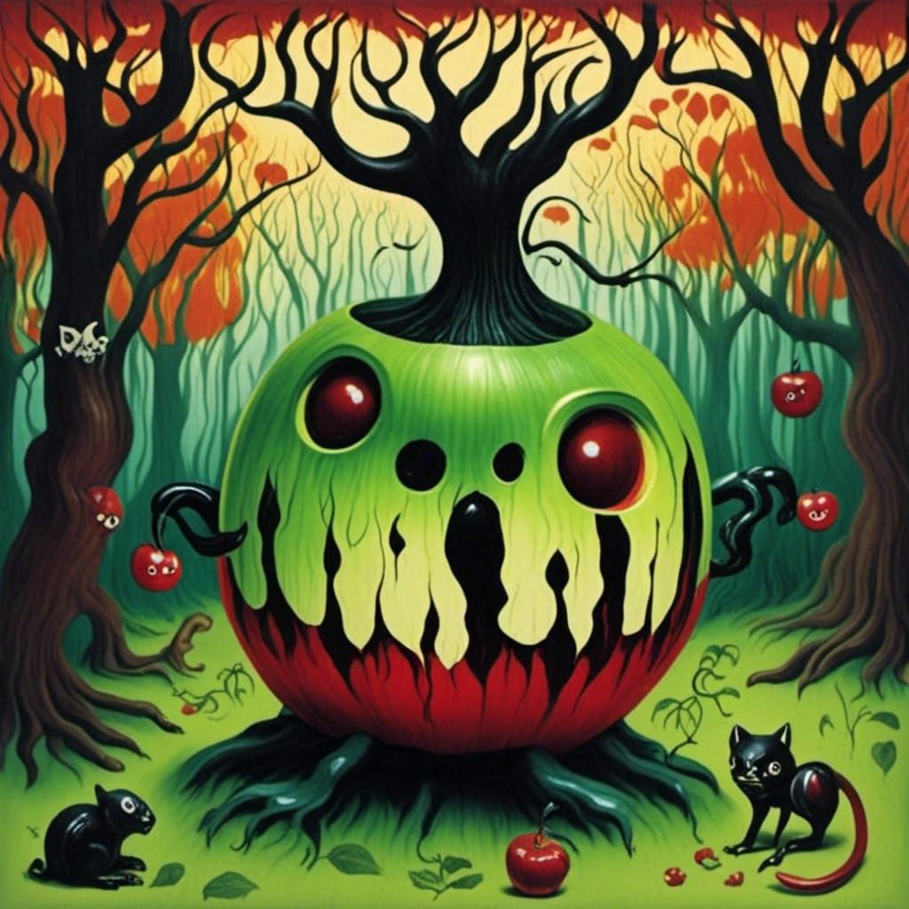 <lora:Woodcut Whimsy:1.0> Poison apple 