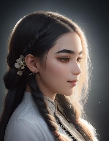 Ethereal Double Exposure Portrait with Braided Hair