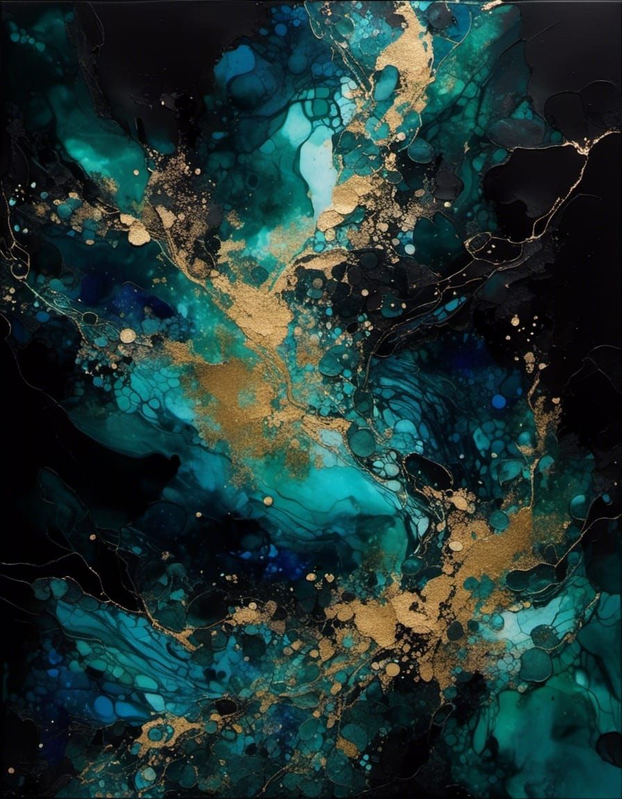 Alcohol inks on black paper