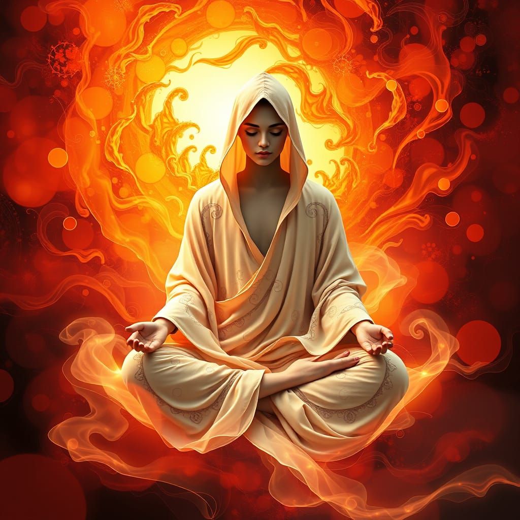 Serenely Detached Figure Amidst Blazing Yin Phenomena