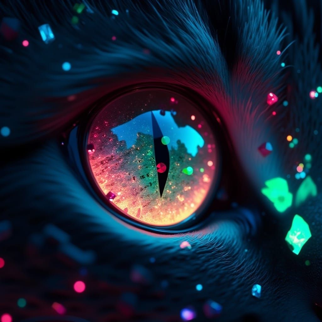 <lora:Dreamy Darkness Fx:1.0>,, Macro shot of spellbinding kitten’s eye by scan of codex serphinianus,, dark mood, moody, dark theme, Ultra...