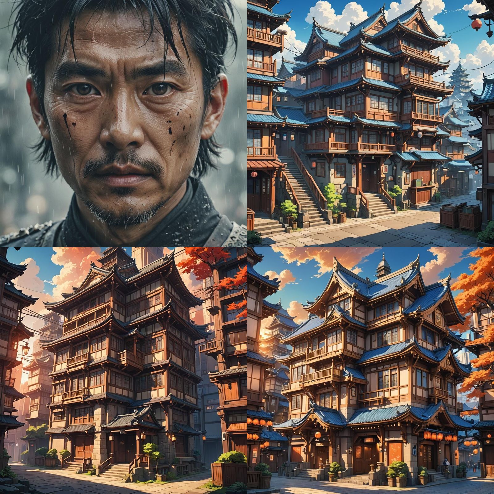 Anime Style Adventurers Guild Building: Cel-Shaded Art