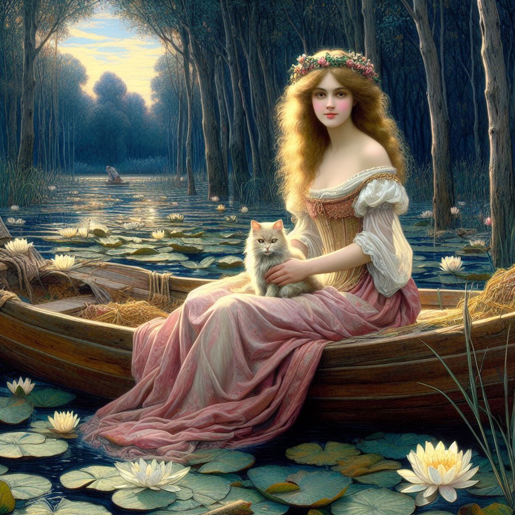 The Lady of Shallot with a Cat